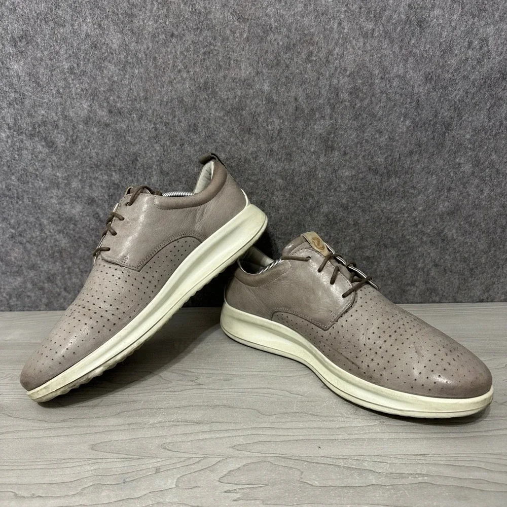 ECCO Aquet‎ Sneakers Mens 11 Grey Leather Perforated Lace Up Casual Shoes